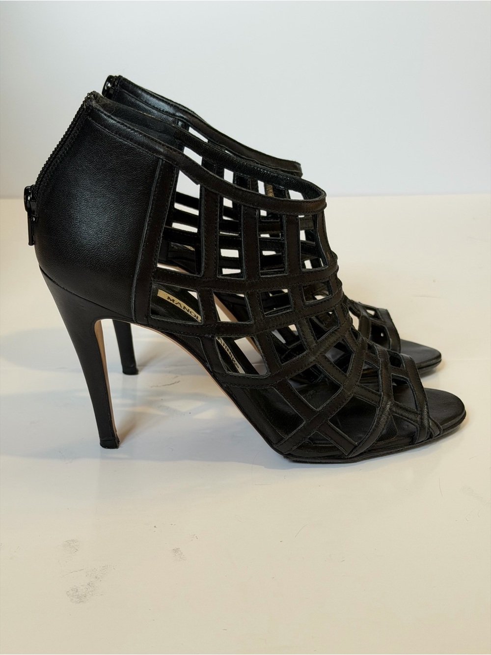 ✨Authentic✨Manolo Blahnik Black Cage Cutout High Heel Sandals